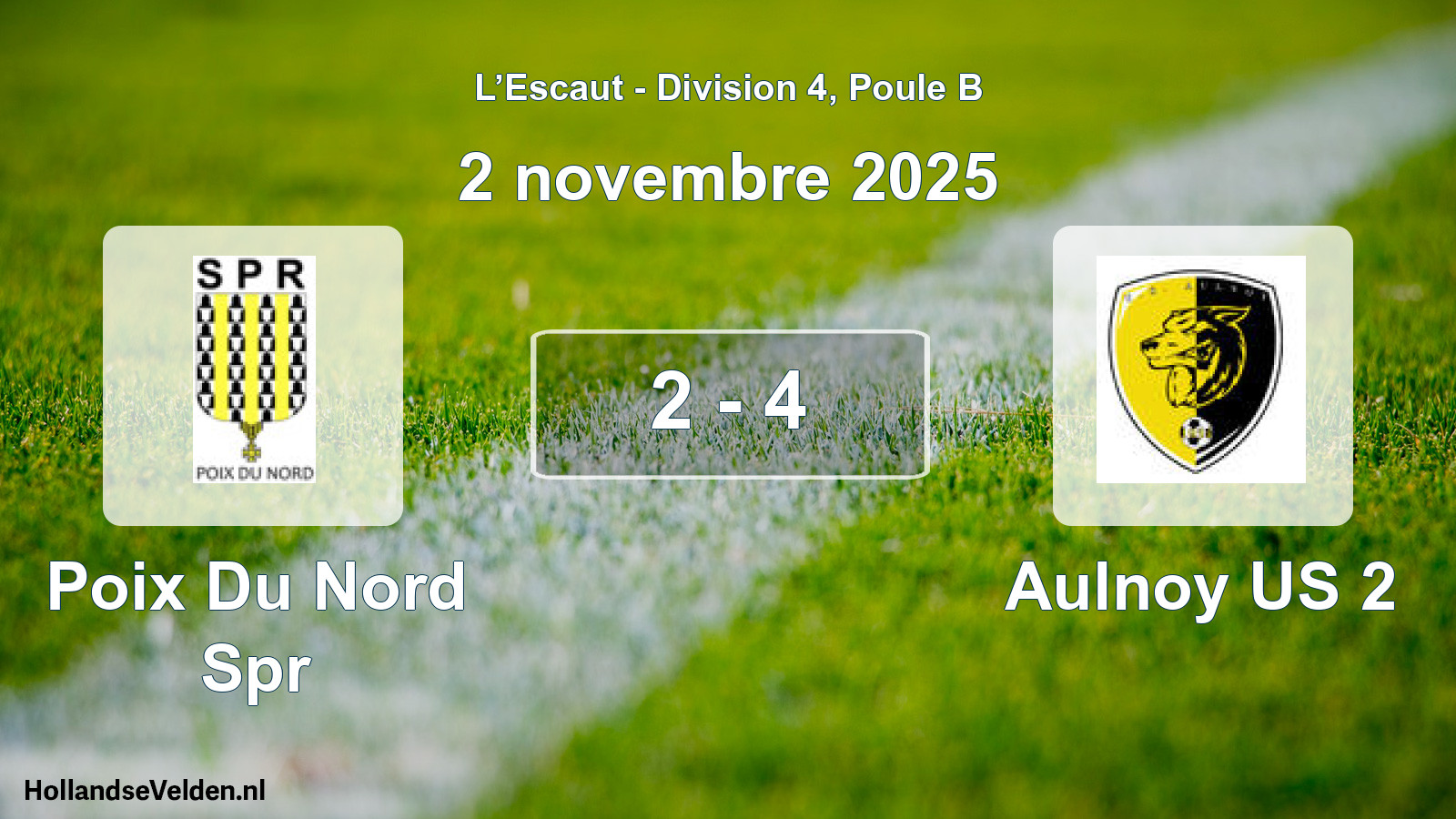 Match joué: Poix Du Nord Spr - Aulnoy US 2 2 - 4 (2 novembre 2025)