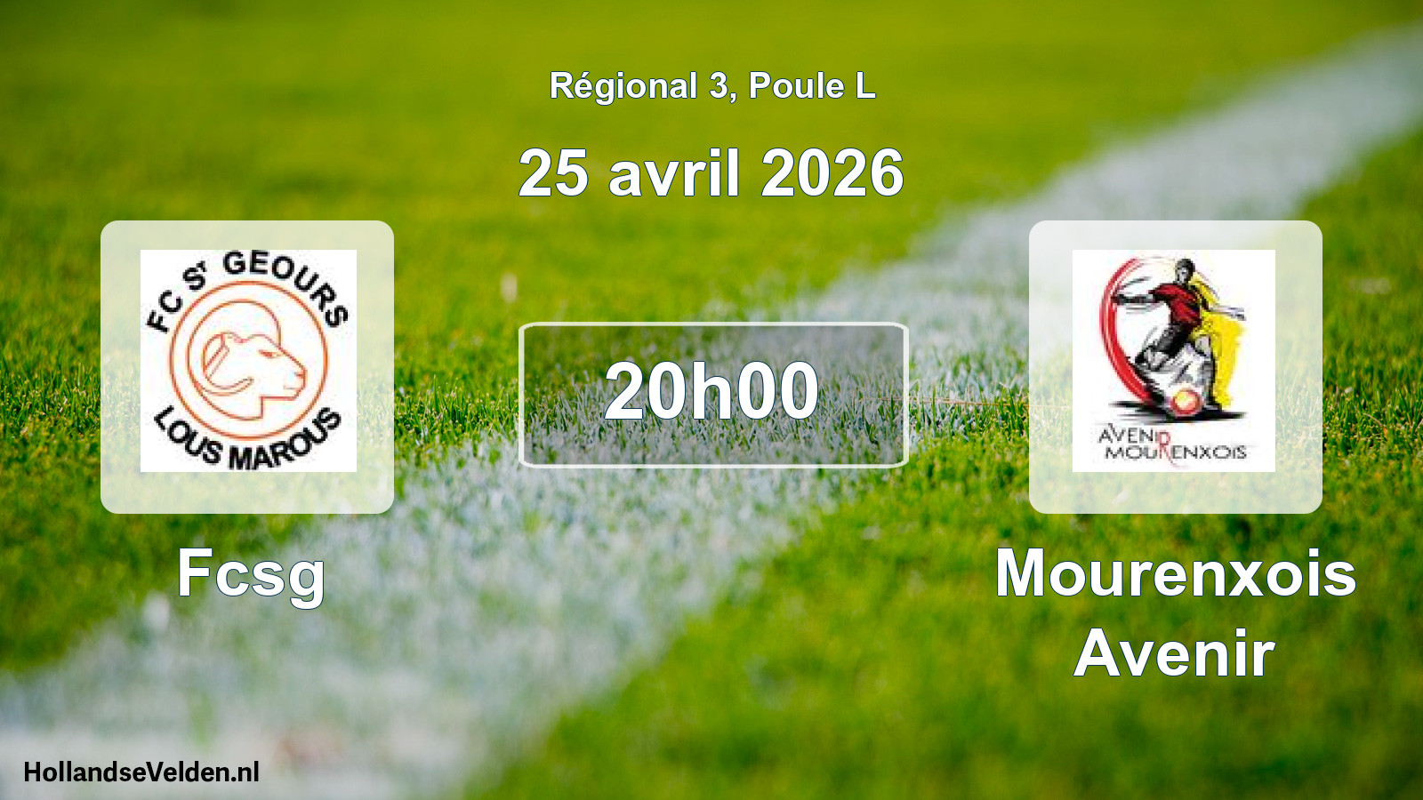 Geplande wedstrijd: Fcsg - Mourenxois Avenir (25 april 2026)