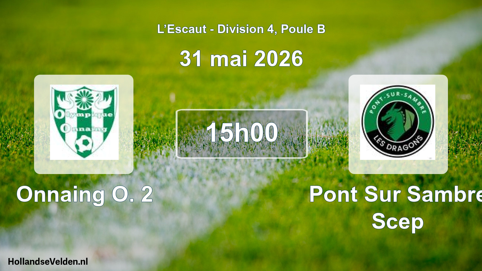 Match programmé: Onnaing O. 2 - Pont Sur Sambre Scep (31 mai 2026)