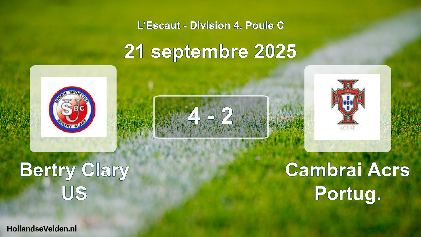 Match joué: Bertry Clary US - Cambrai Acrs Portug. 4 - 2 (21 septembre 2025)