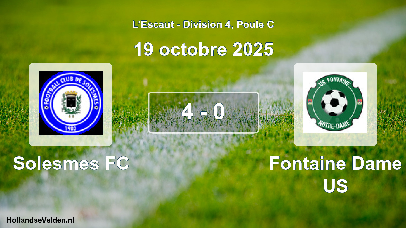 Gespeelde wedstrijd: Solesmes FC - Fontaine Dame US 4 - 0 (19 oktober 2025)