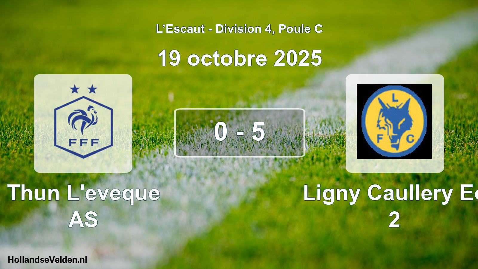 Match joué: Thun L'eveque AS - Ligny Caullery Eo 2 0 - 5 (19 octobre 2025)