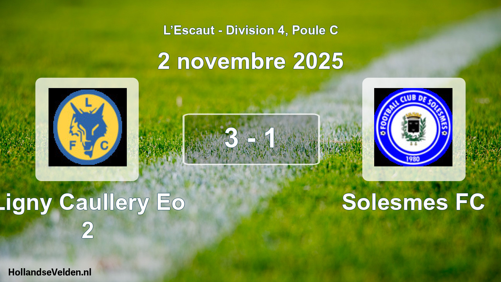 Match joué: Ligny Caullery Eo 2 - Solesmes FC 3 - 1 (2 novembre 2025)