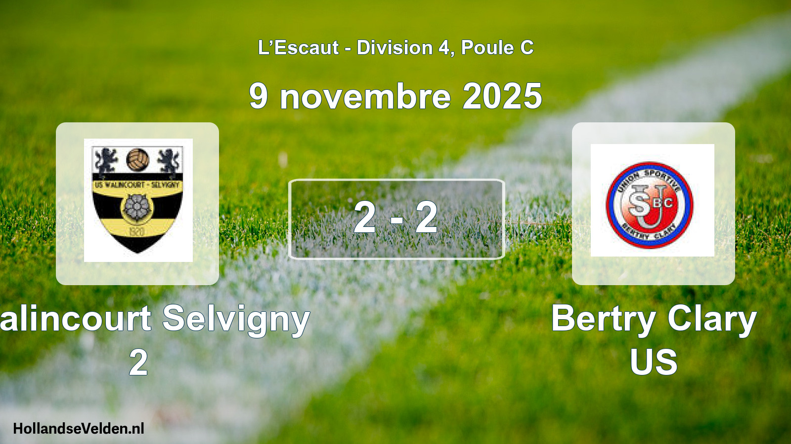 Gespeelde wedstrijd: Walincourt Selvigny 2 - Bertry Clary US 2 - 2 (9 november 2025)