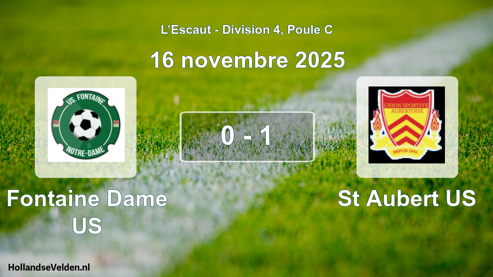 Match joué: Fontaine Dame US - St Aubert US 0 - 1 (16 novembre 2025)