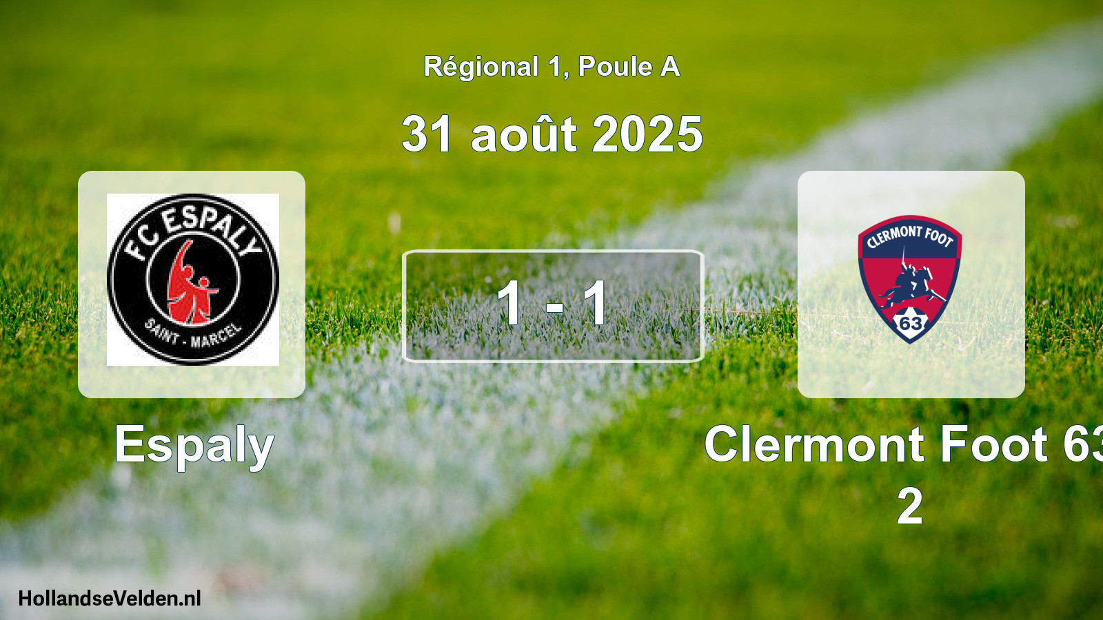 Gespeelde wedstrijd: Espaly - Clermont Foot 63 2 1 - 1 (31 augustus 2025)