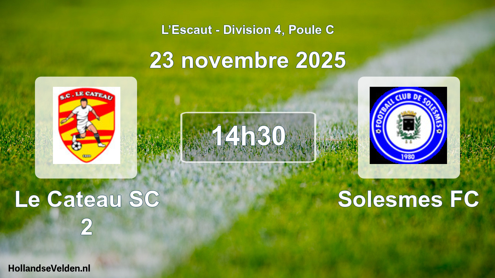Match programmé: Le Cateau SC 2 - Solesmes FC (23 novembre 2025)