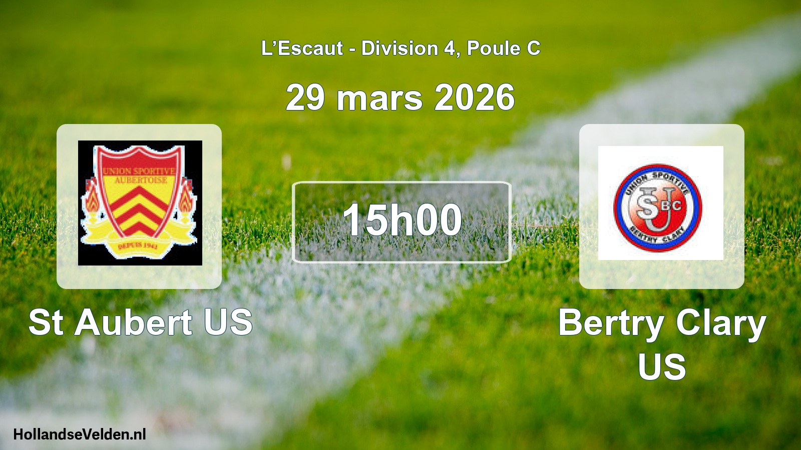 Match programmé: St Aubert US - Bertry Clary US (29 mars 2026)