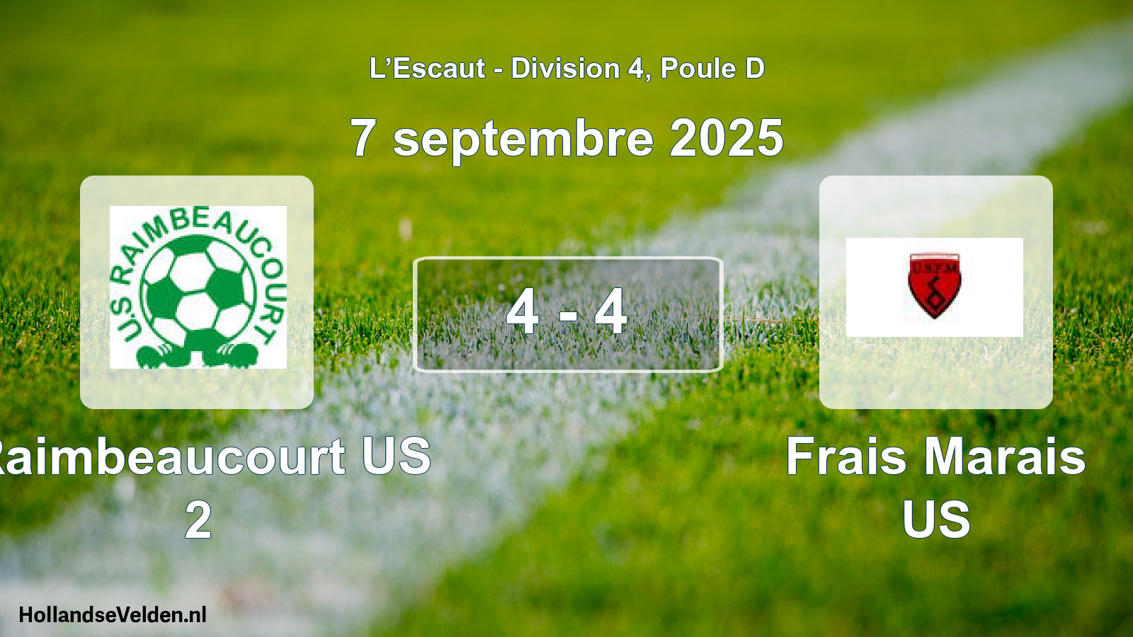 Match joué: Raimbeaucourt US 2 - Frais Marais US 4 - 4 (7 septembre 2025)