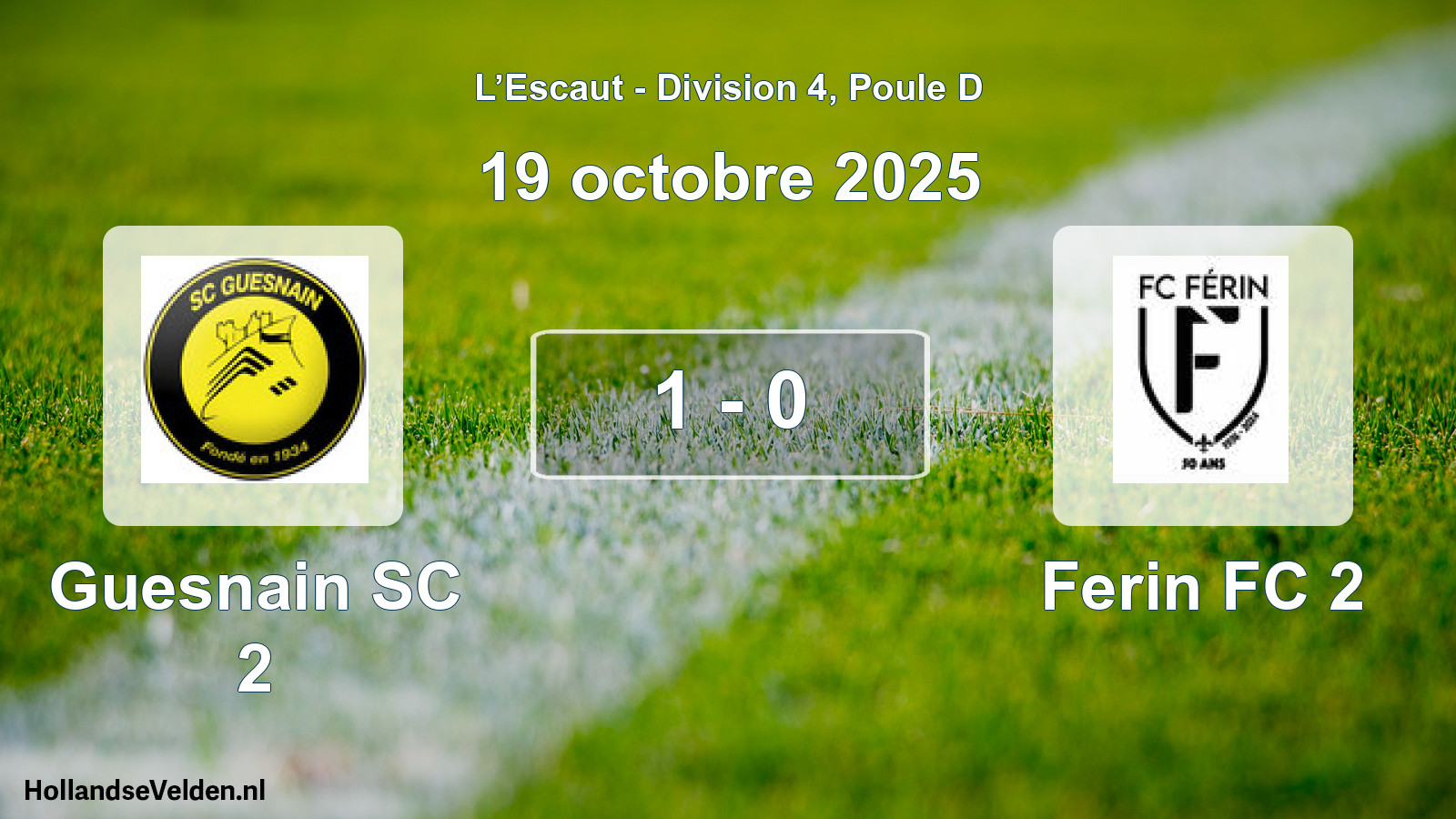 Match joué: Guesnain SC 2 - Ferin FC 2 1 - 0 (19 octobre 2025)