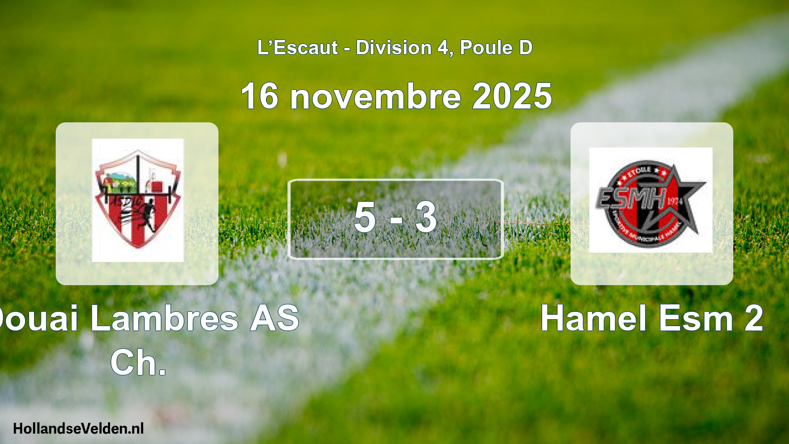 Match joué: Douai Lambres AS Ch. - Hamel Esm 2 5 - 3 (16 novembre 2025)