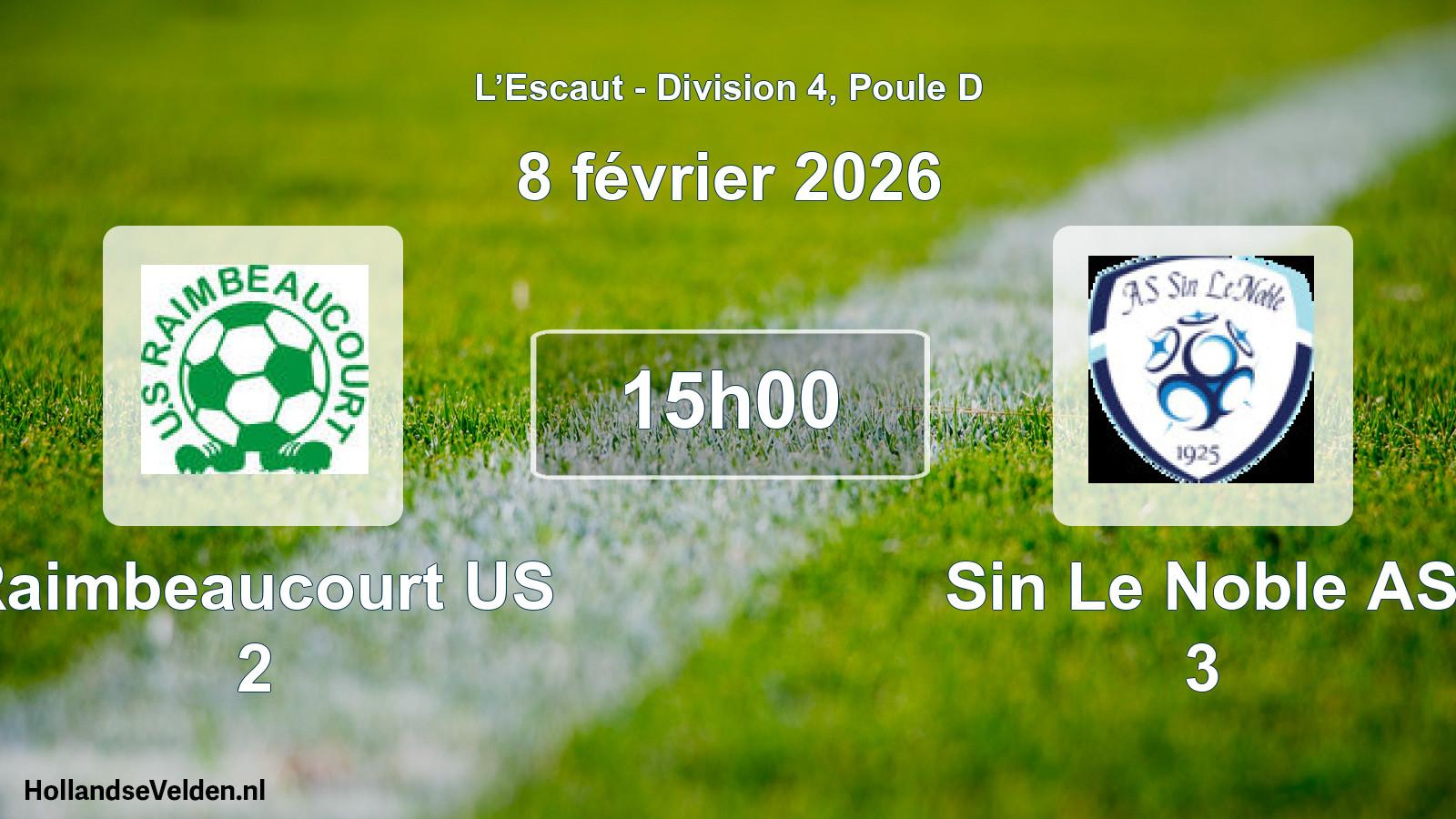 Match programmé: Raimbeaucourt US 2 - Sin Le Noble AS 3 (8 février 2026)