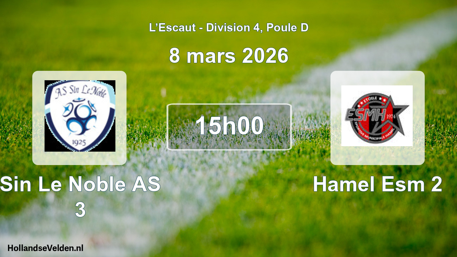 Match programmé: Sin Le Noble AS 3 - Hamel Esm 2 (8 mars 2026)