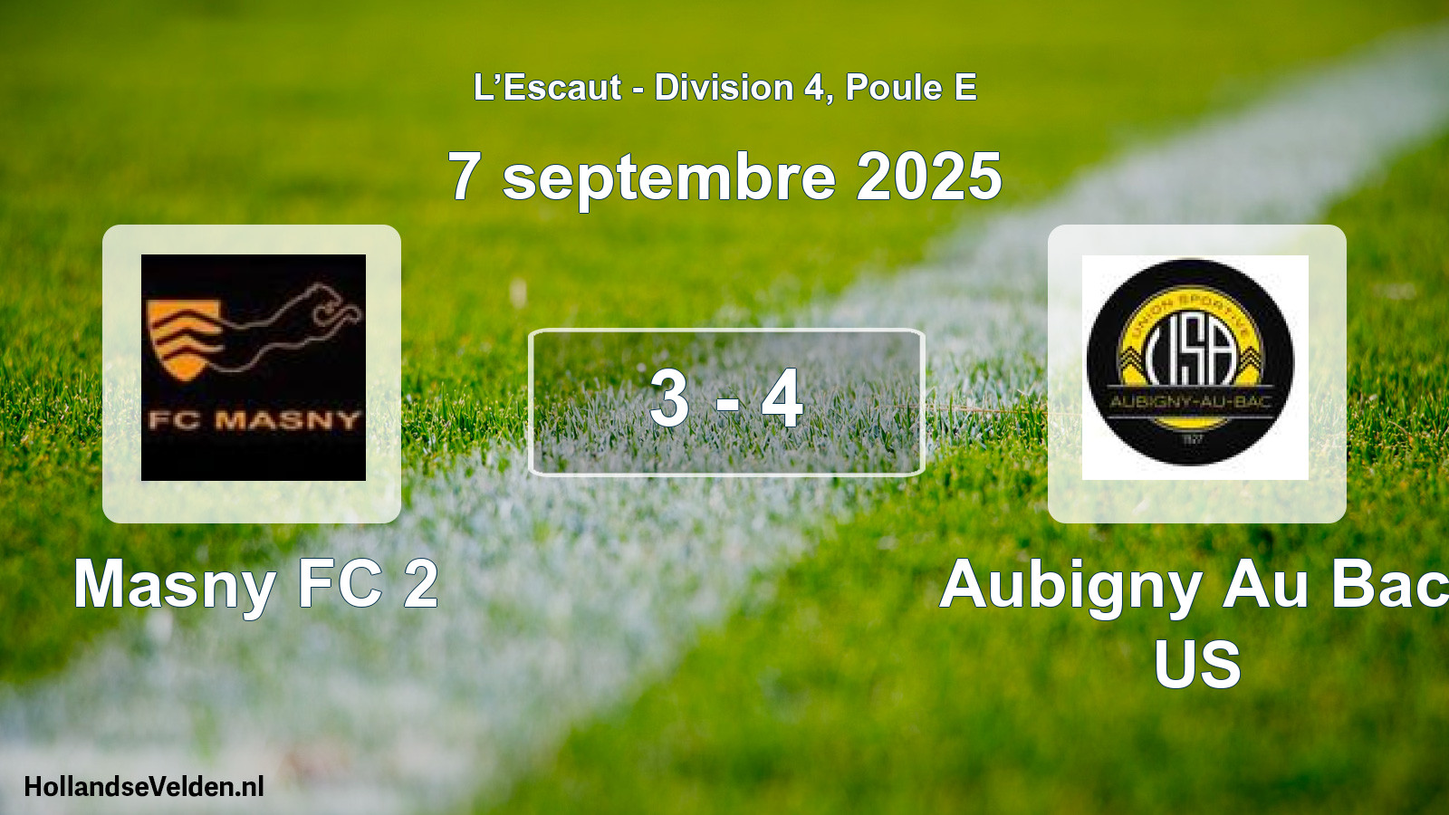 Match joué: Masny FC 2 - Aubigny Au Bac US 3 - 4 (7 septembre 2025)