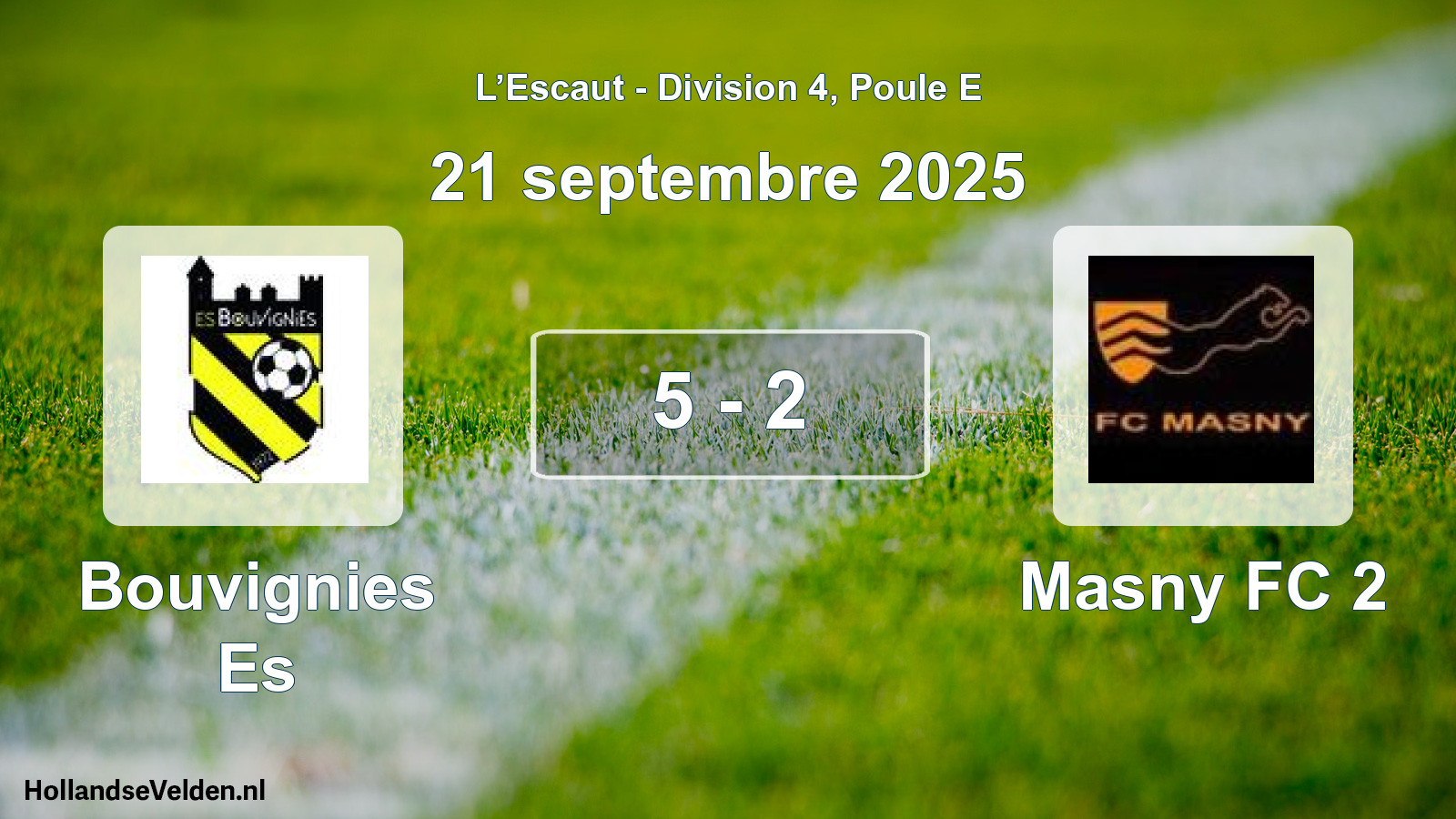 Total number of matches played: Bouvignies Es - Masny FC 2 5 - 2 (21 September 2025)