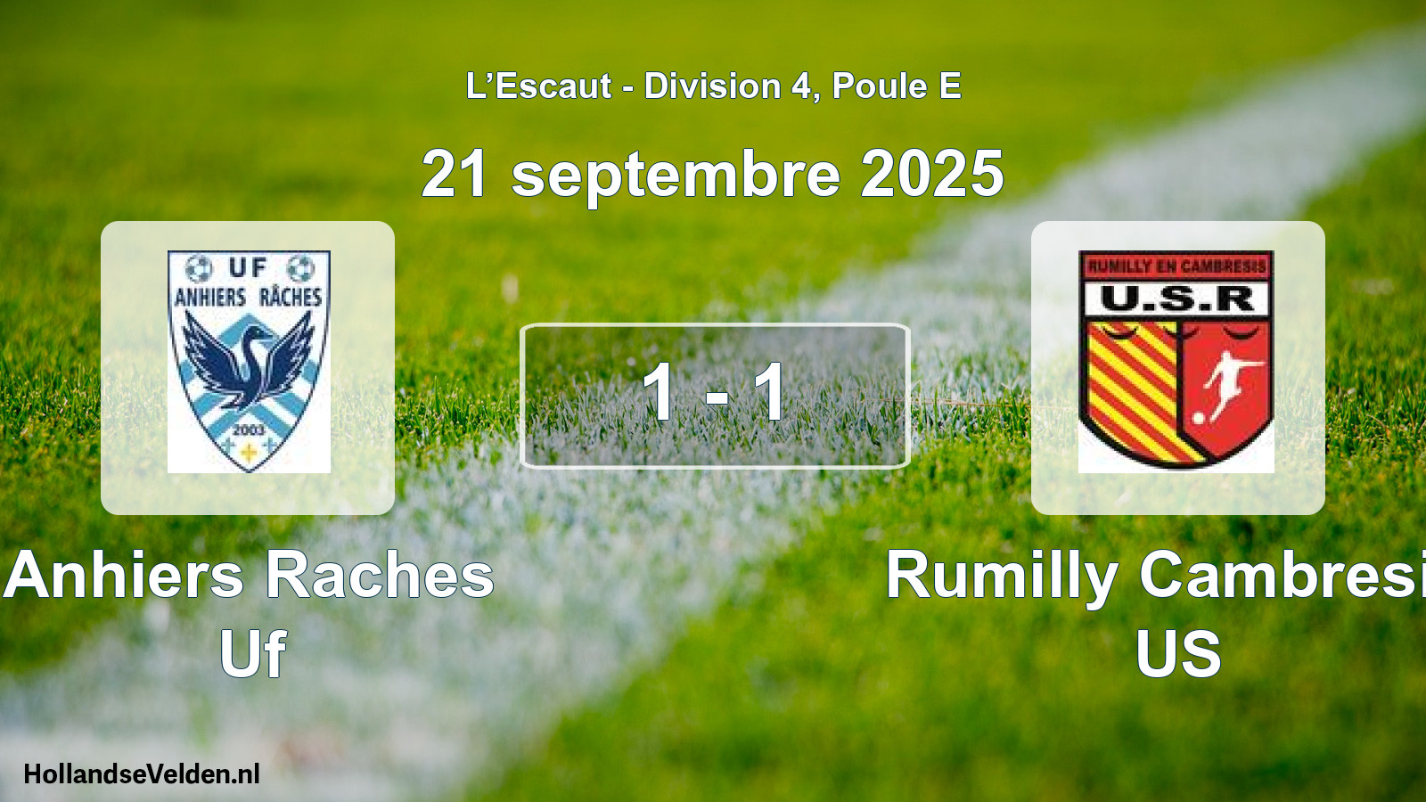 Match joué: Anhiers Raches Uf - Rumilly Cambresis US 1 - 1 (21 septembre 2025)