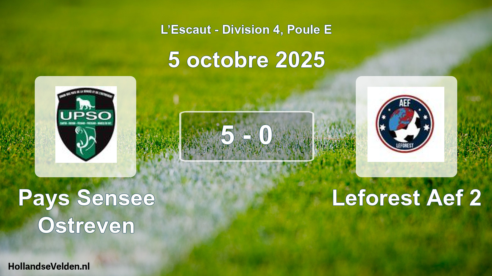 Match joué: Pays Sensee Ostreven - Leforest Aef 2 5 - 0 (5 octobre 2025)