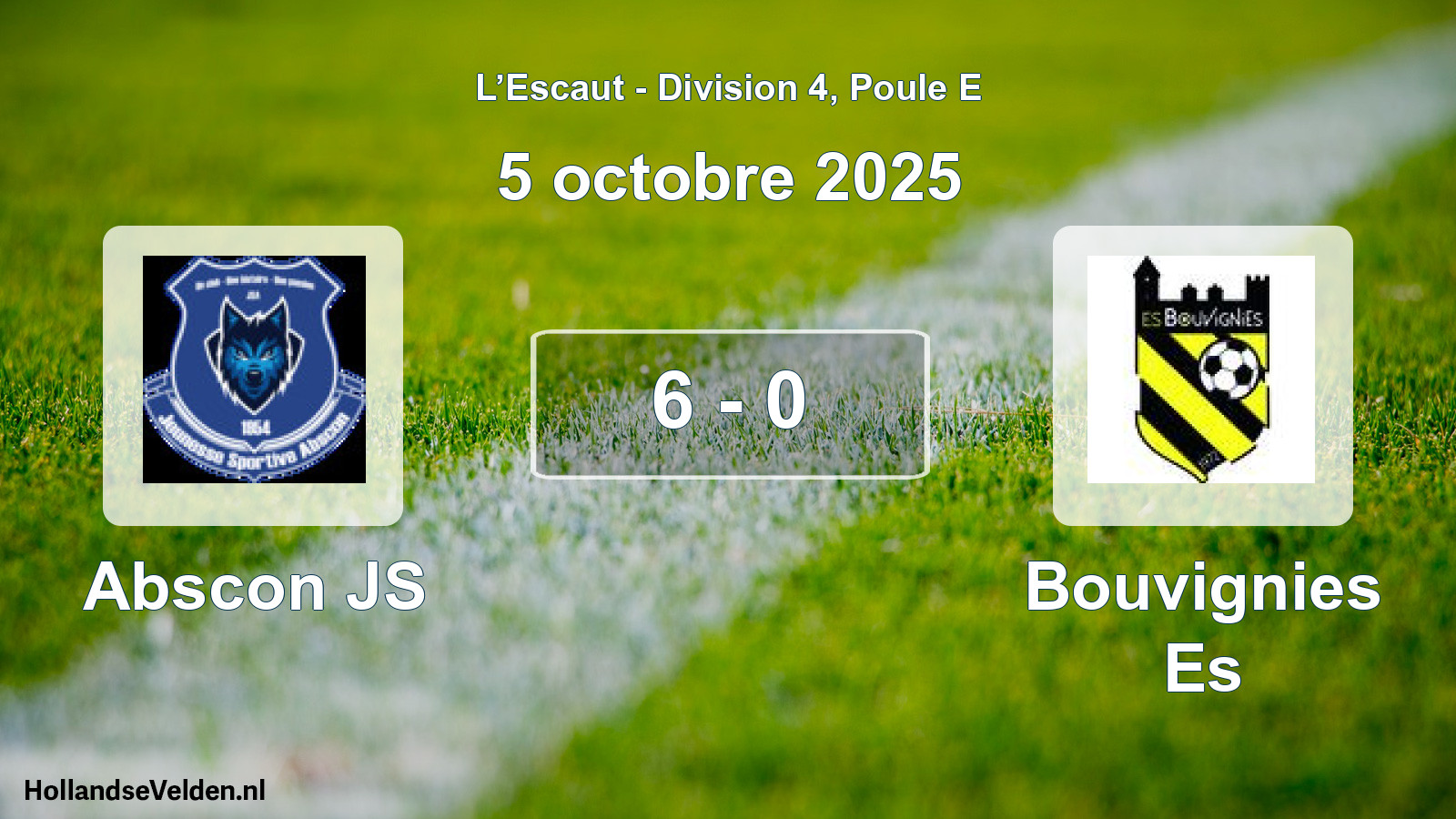 Match joué: Abscon JS - Bouvignies Es 6 - 0 (5 octobre 2025)