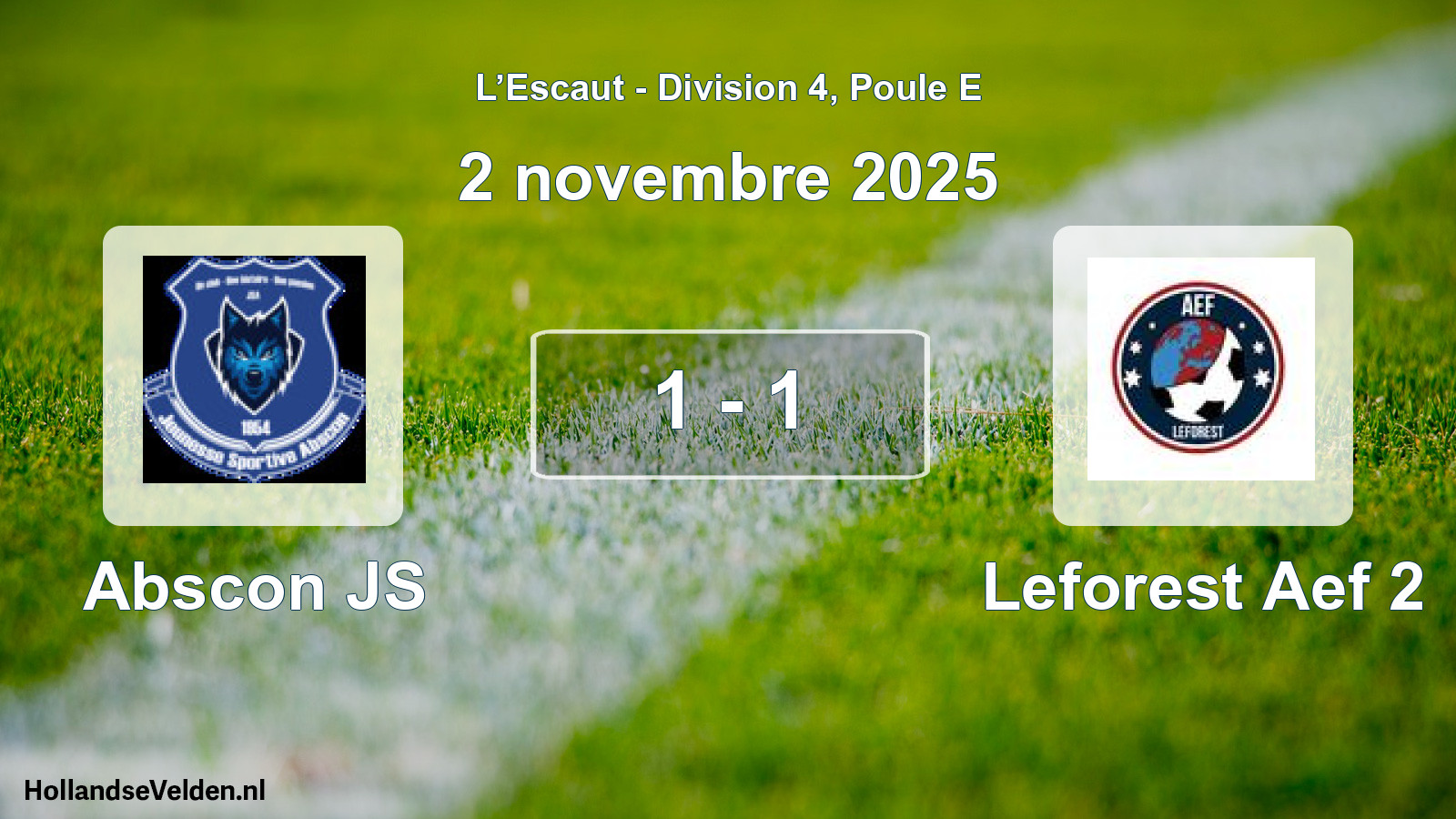 Match joué: Abscon JS - Leforest Aef 2 1 - 1 (2 novembre 2025)