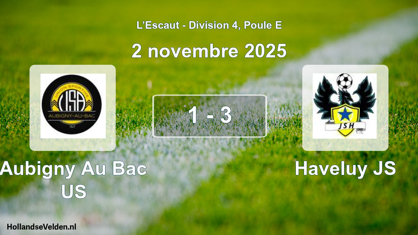Match joué: Aubigny Au Bac US - Haveluy JS 1 - 3 (2 novembre 2025)