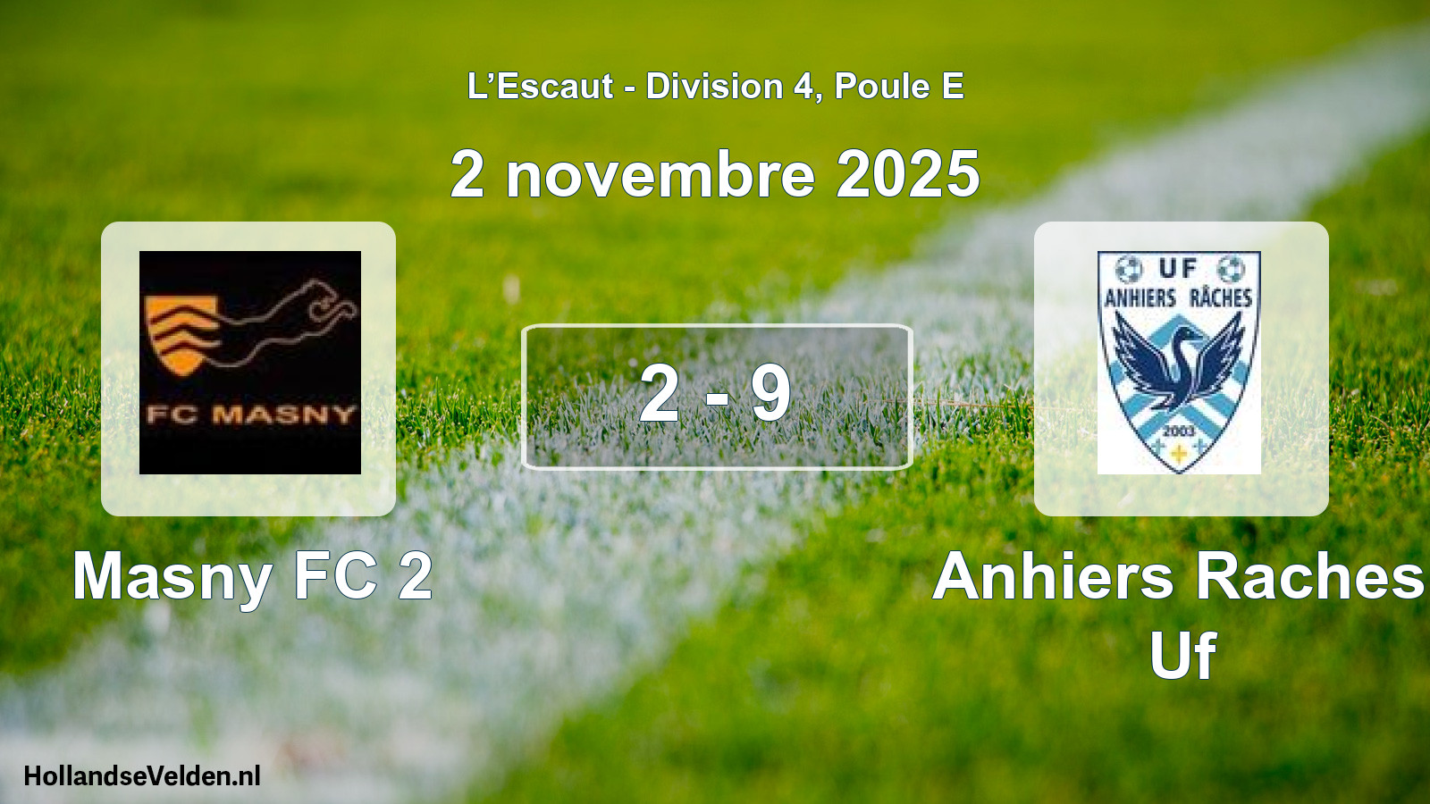 Match joué: Masny FC 2 - Anhiers Raches Uf 2 - 9 (2 novembre 2025)