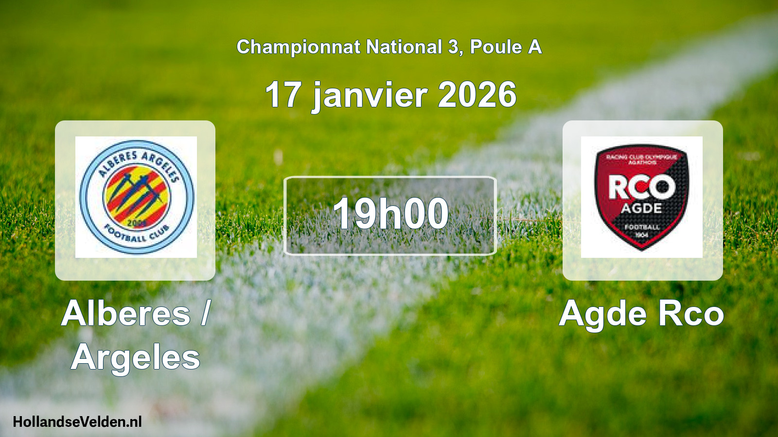 Geplande wedstrijd: Alberes / Argeles - Agde Rco (17 janvier 2026)