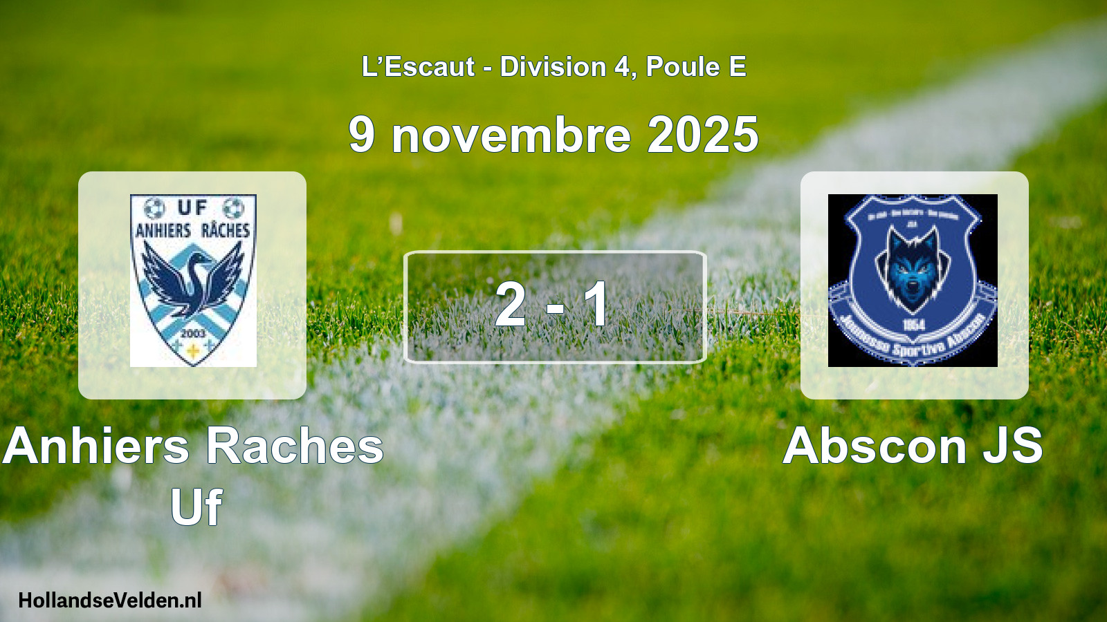 Match joué: Anhiers Raches Uf - Abscon JS 2 - 1 (9 novembre 2025)