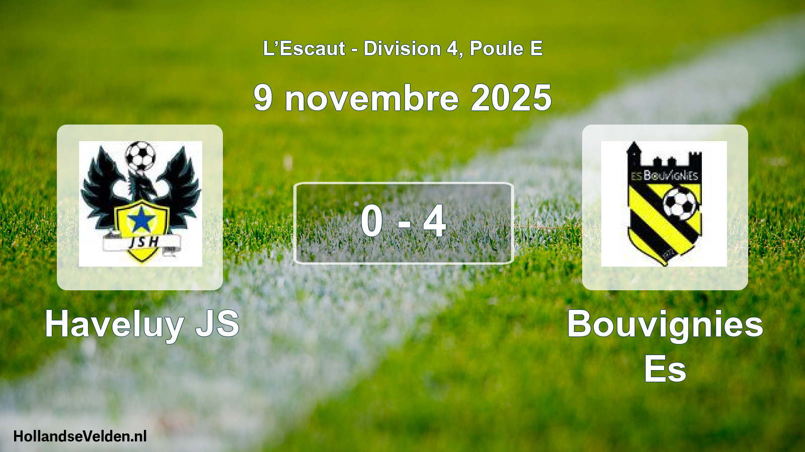 Total number of matches played: Haveluy JS - Bouvignies Es 0 - 4 (9 November 2025)