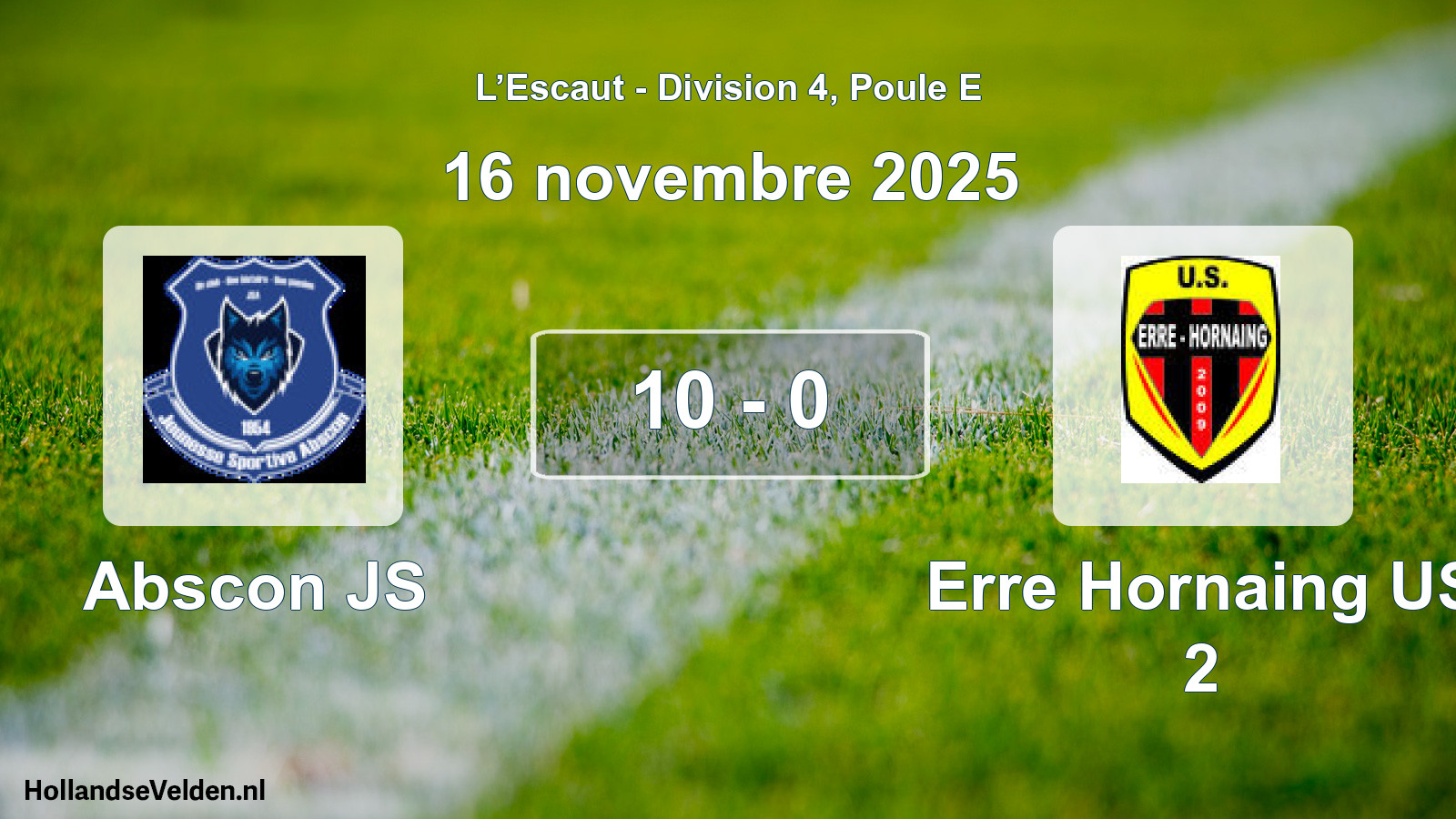 Match joué: Abscon JS - Erre Hornaing US 2 10 - 0 (16 novembre 2025)