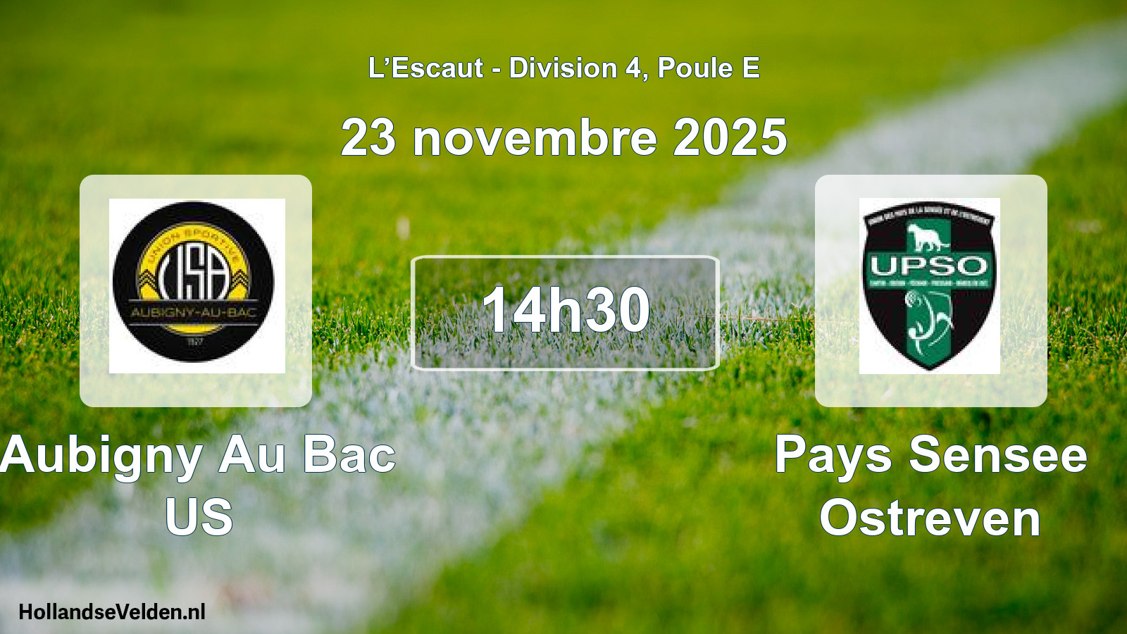 Match programmé: Aubigny Au Bac US - Pays Sensee Ostreven (23 novembre 2025)