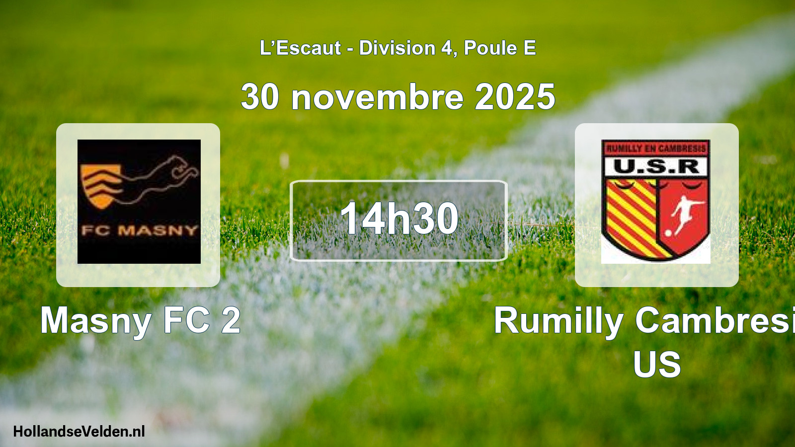 Match programmé: Masny FC 2 - Rumilly Cambresis US (30 novembre 2025)