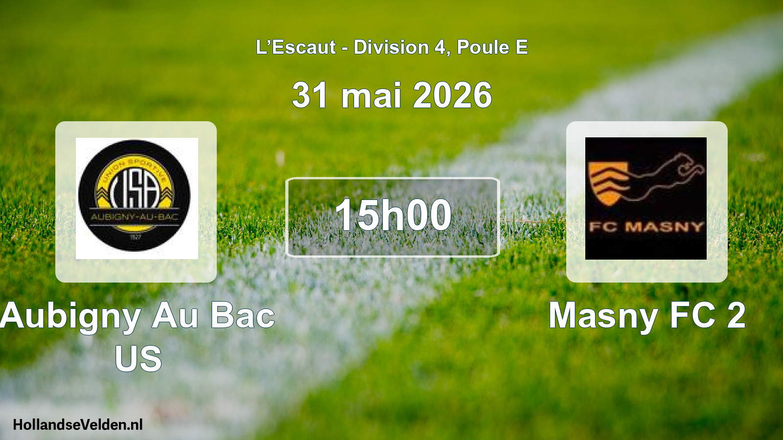 Match programmé: Aubigny Au Bac US - Masny FC 2 (31 mai 2026)