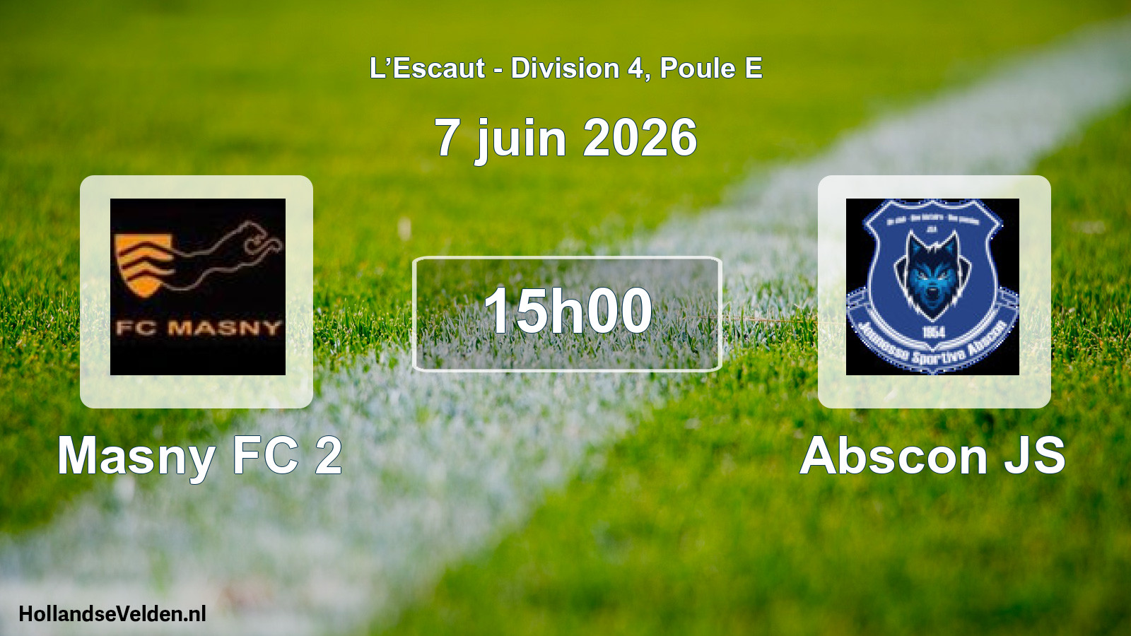Match programmé: Masny FC 2 - Abscon JS (7 juin 2026)