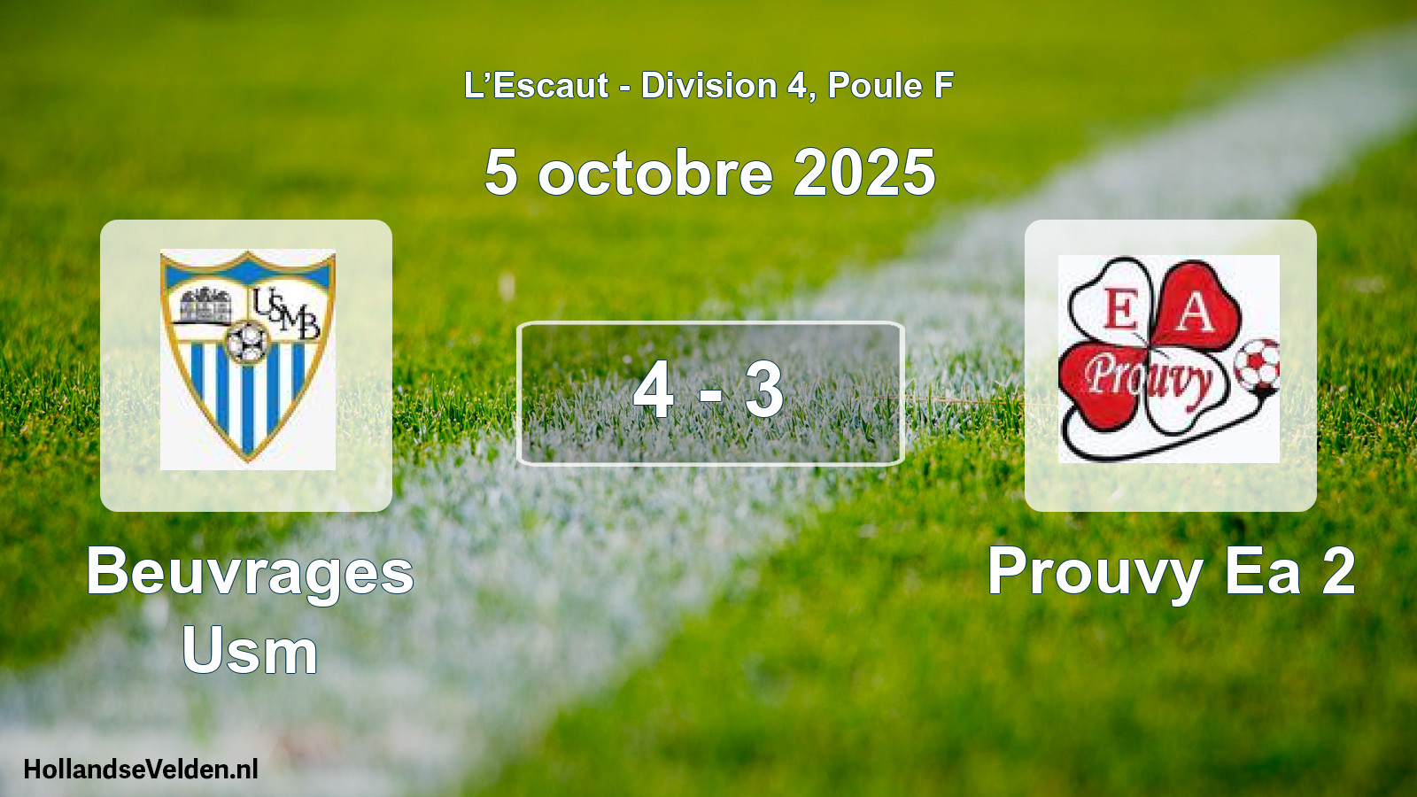 Match joué: Beuvrages Usm - Prouvy Ea 2 4 - 3 (5 octobre 2025)