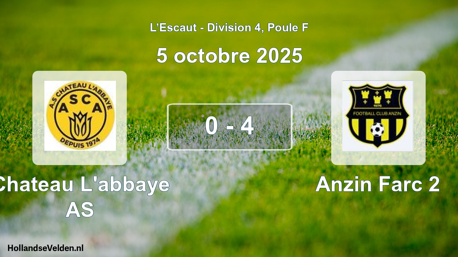 Match joué: Chateau L'abbaye AS - Anzin Farc 2 0 - 4 (5 octobre 2025)