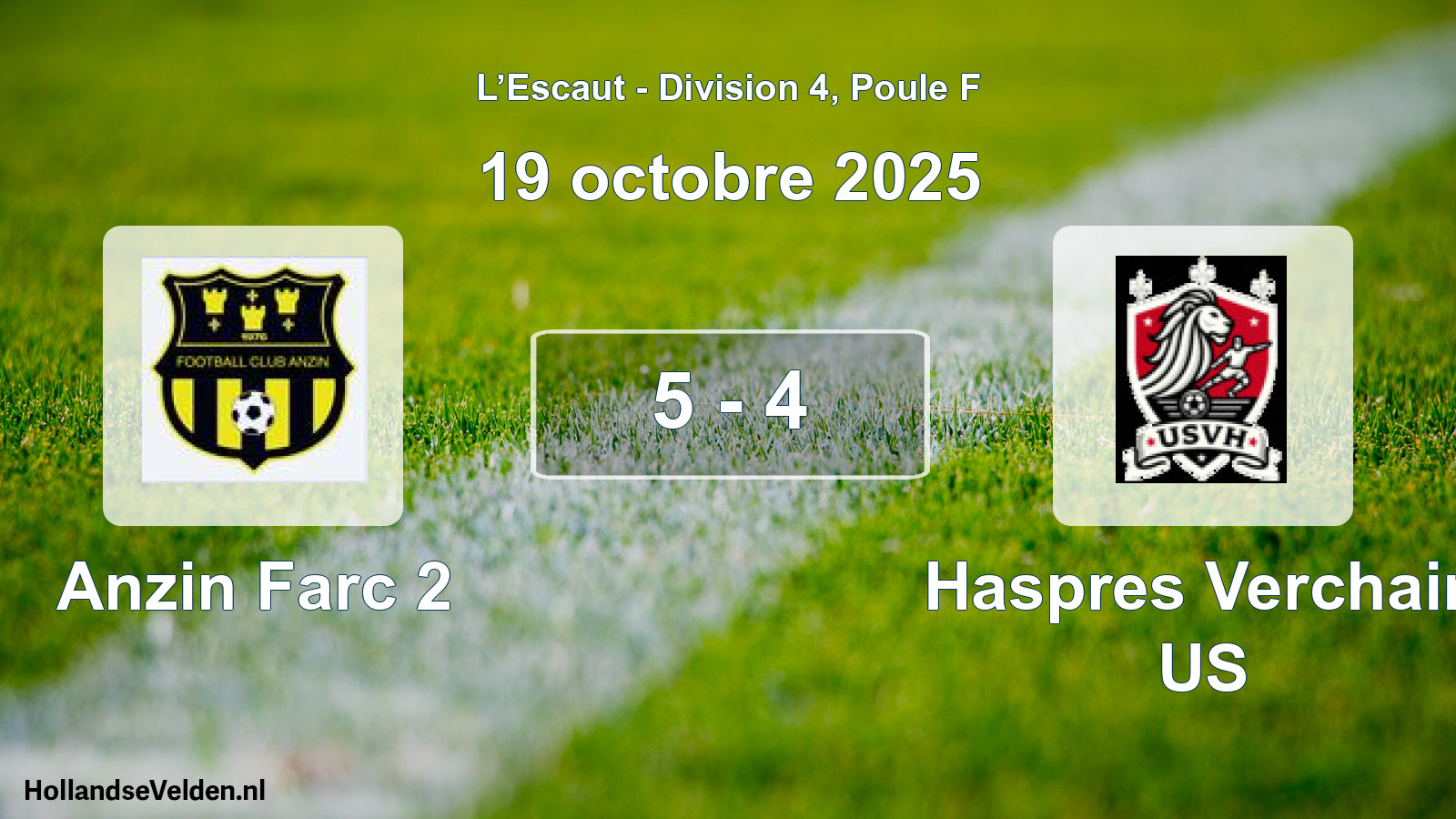 Match joué: Anzin Farc 2 - Haspres Verchain US 5 - 4 (19 octobre 2025)