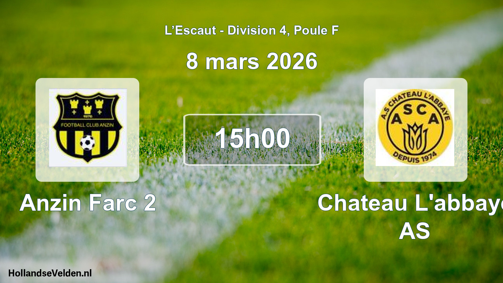 Match programmé: Anzin Farc 2 - Chateau L'abbaye AS (8 mars 2026)