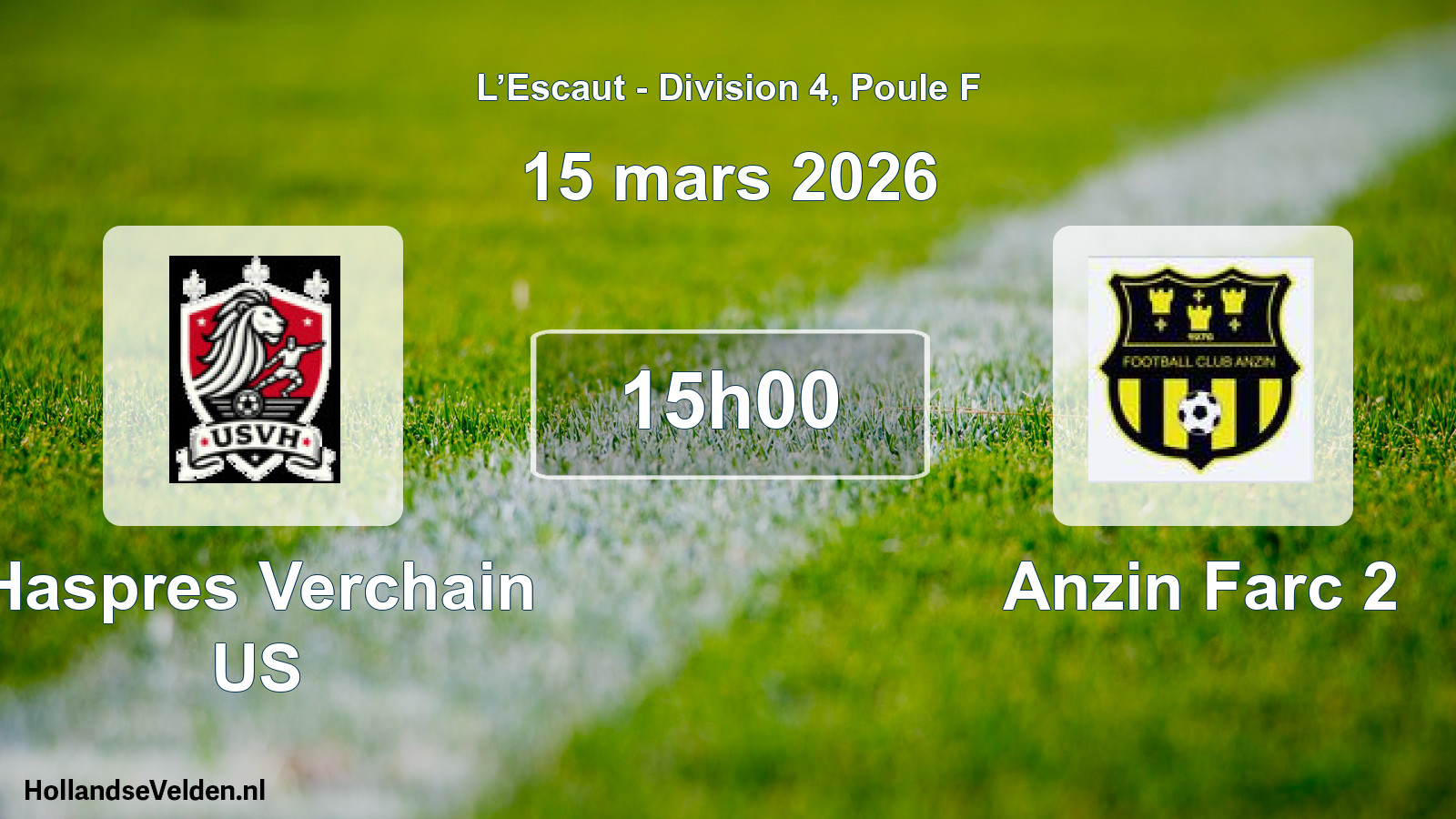 Match programmé: Haspres Verchain US - Anzin Farc 2 (15 mars 2026)