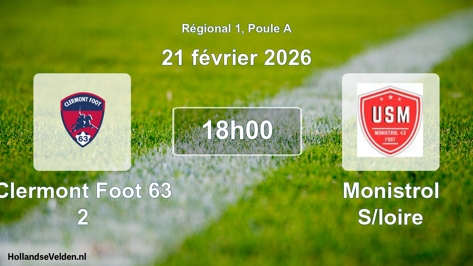 Geplande wedstrijd: Clermont Foot 63 2 - Monistrol S/loire (21 februari 2026)
