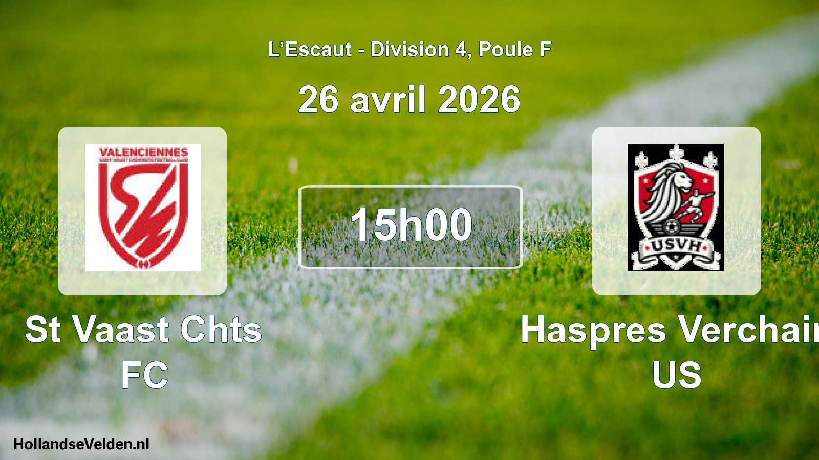Match programmé: St Vaast Chts FC - Haspres Verchain US (26 avril 2026)