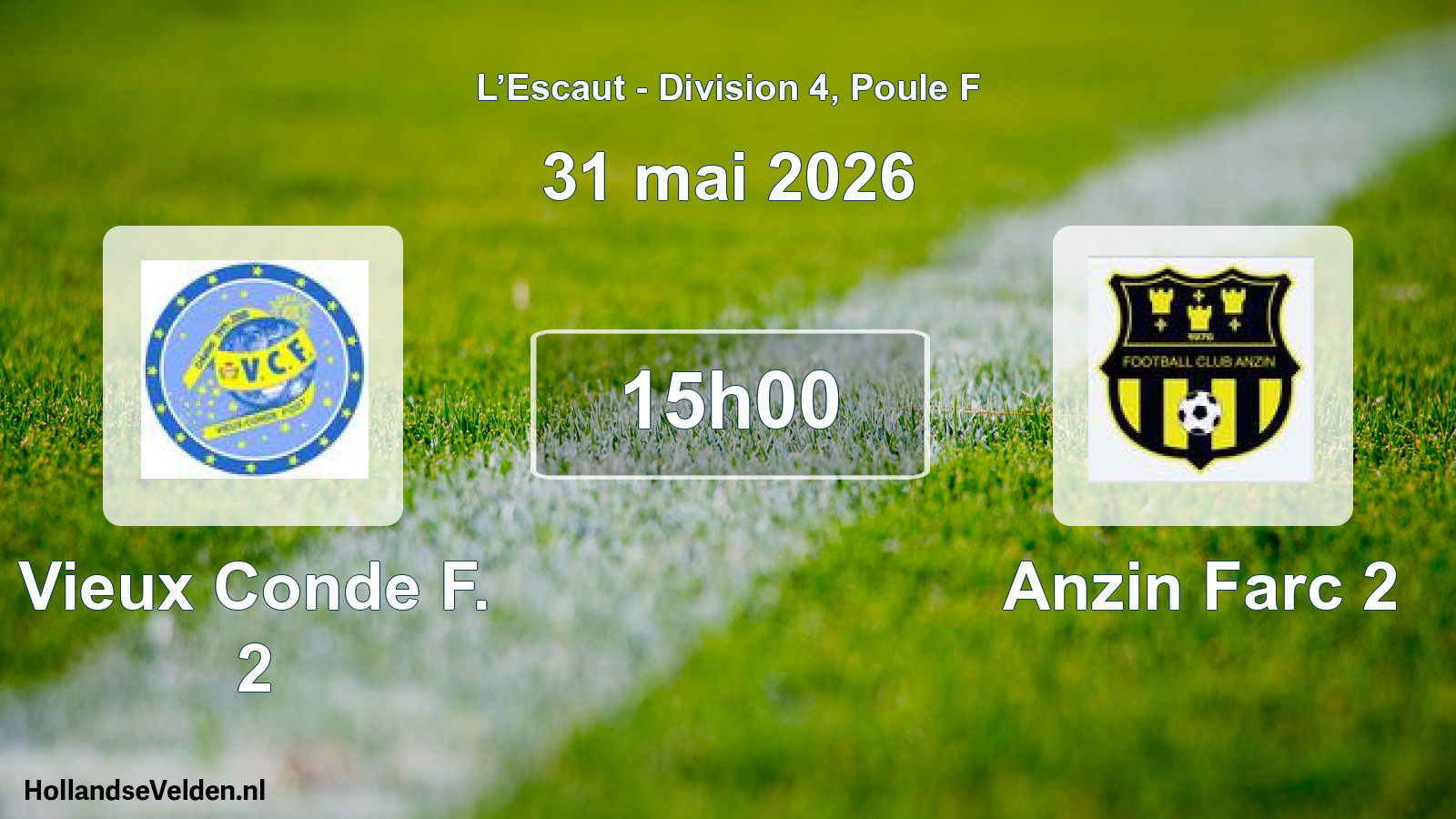 Match programmé: Vieux Conde F. 2 - Anzin Farc 2 (31 mai 2026)