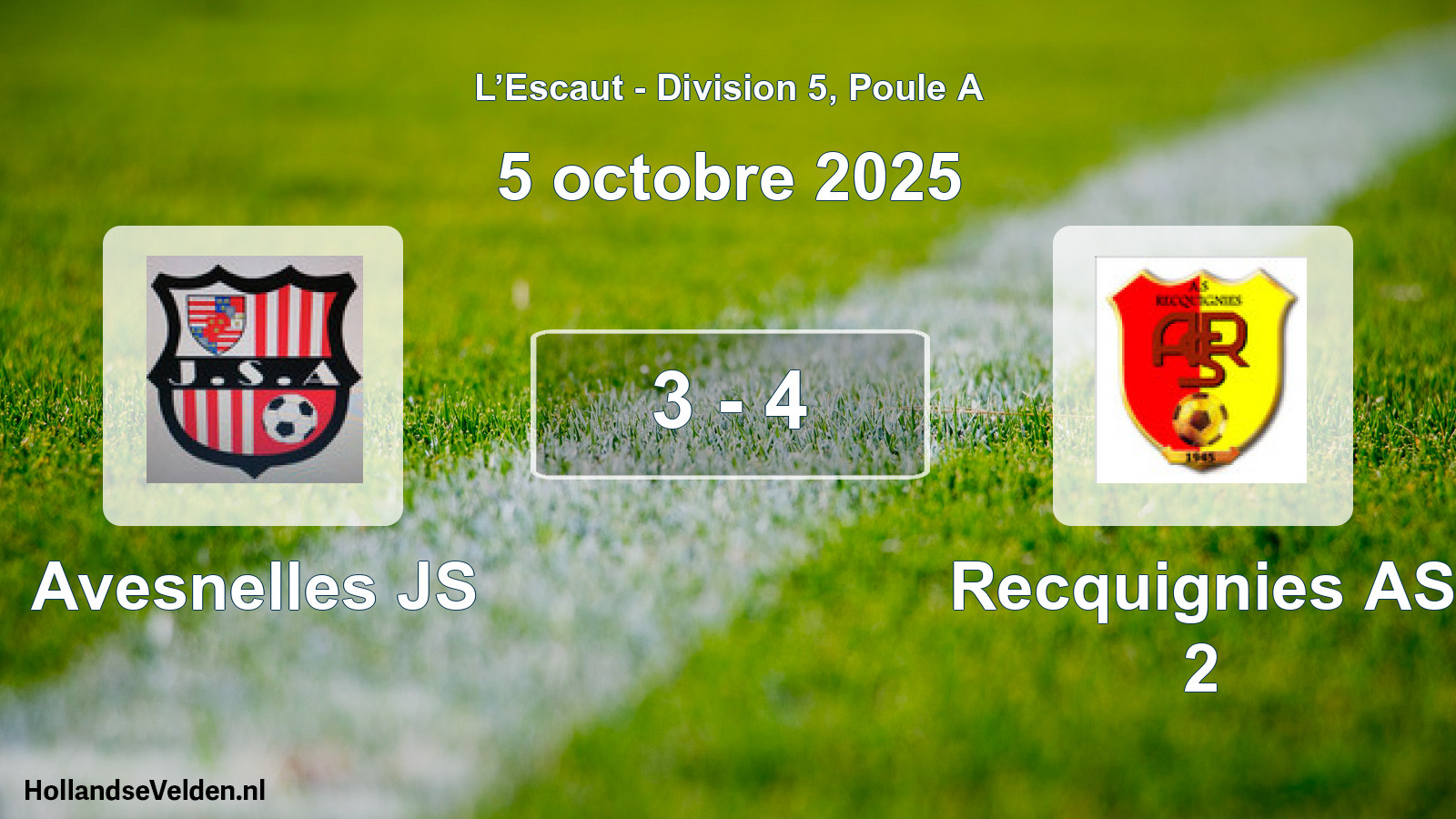Match joué: Avesnelles JS - Recquignies AS 2 3 - 4 (5 octobre 2025)