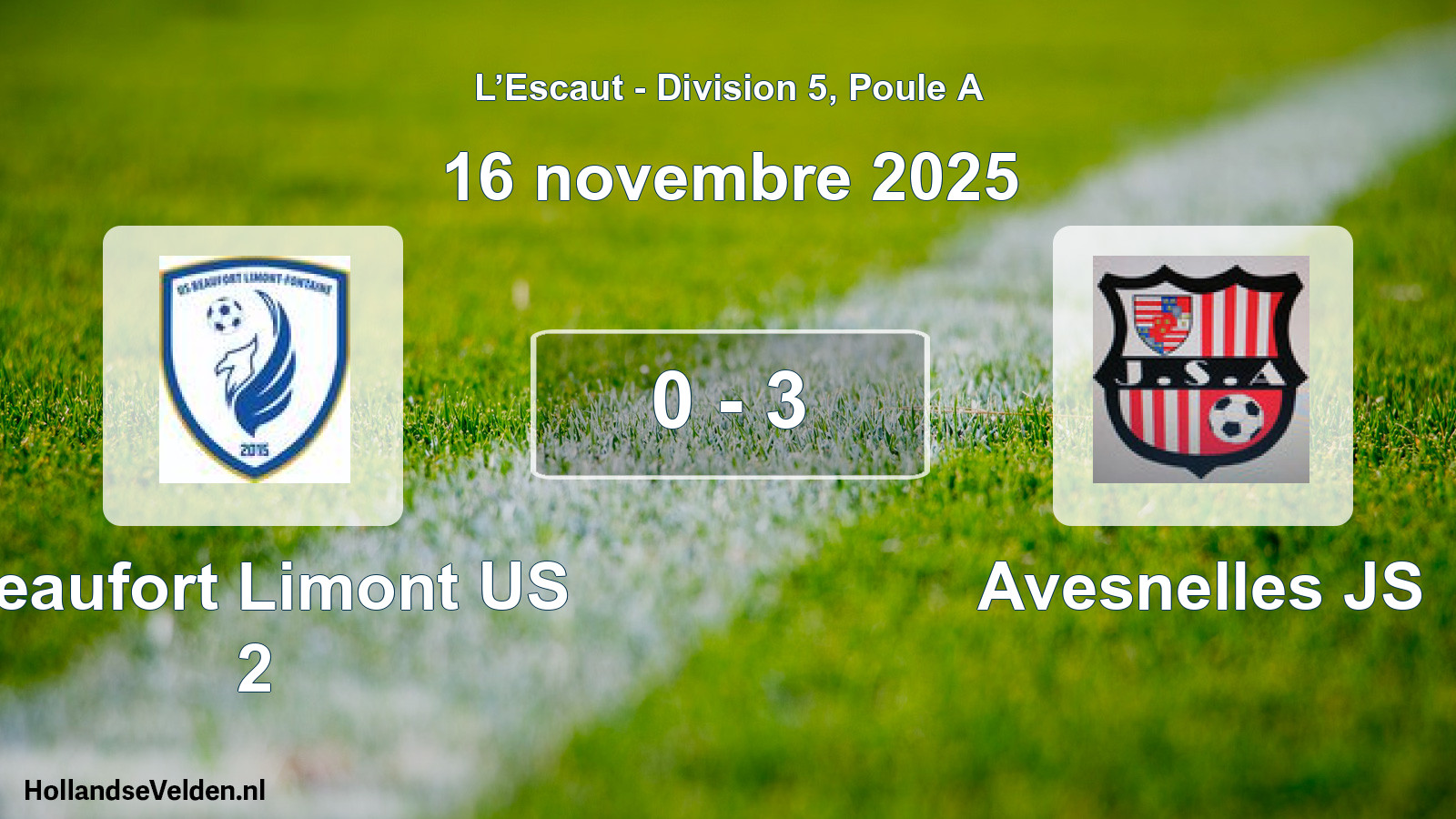 Match joué: Beaufort Limont US 2 - Avesnelles JS 0 - 3 (16 novembre 2025)