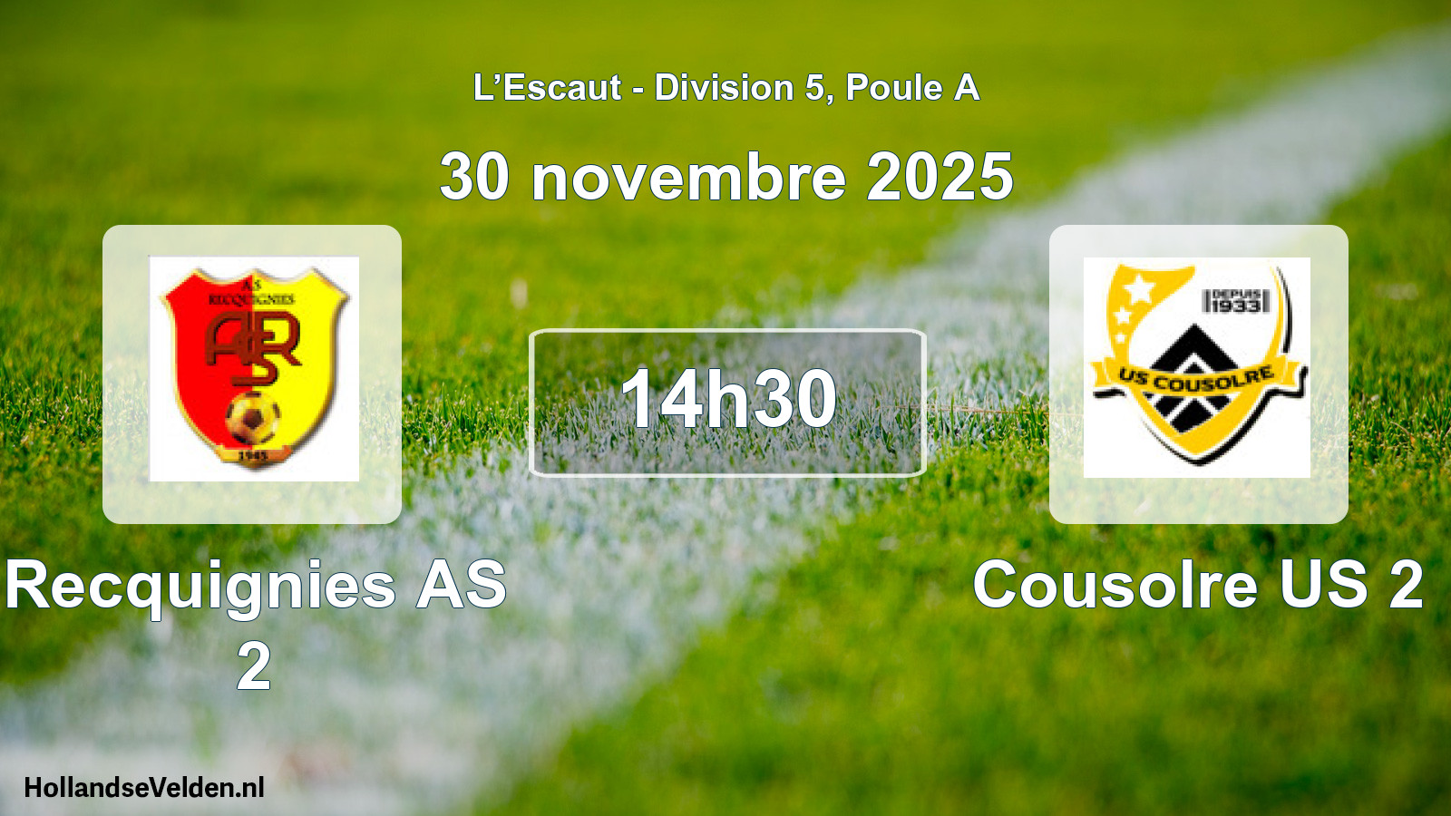 Match programmé: Recquignies AS 2 - Cousolre US 2 (30 novembre 2025)
