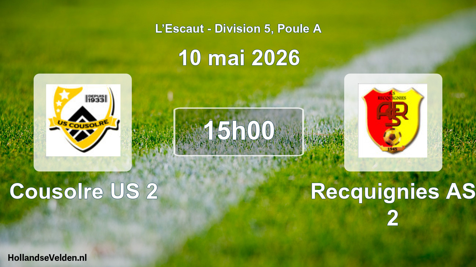 Match programmé: Cousolre US 2 - Recquignies AS 2 (10 mai 2026)