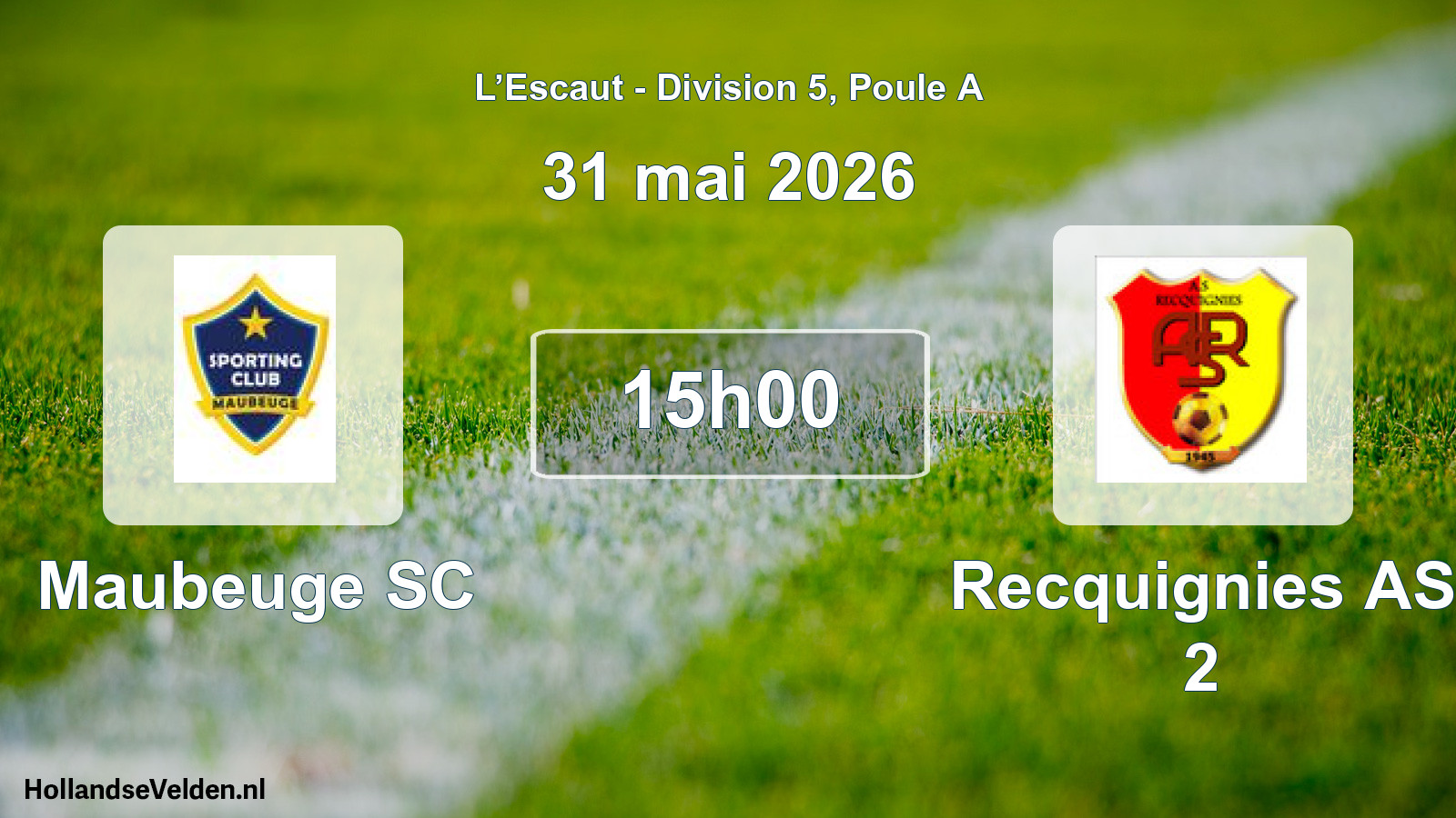 Match programmé: Maubeuge SC - Recquignies AS 2 (31 mai 2026)