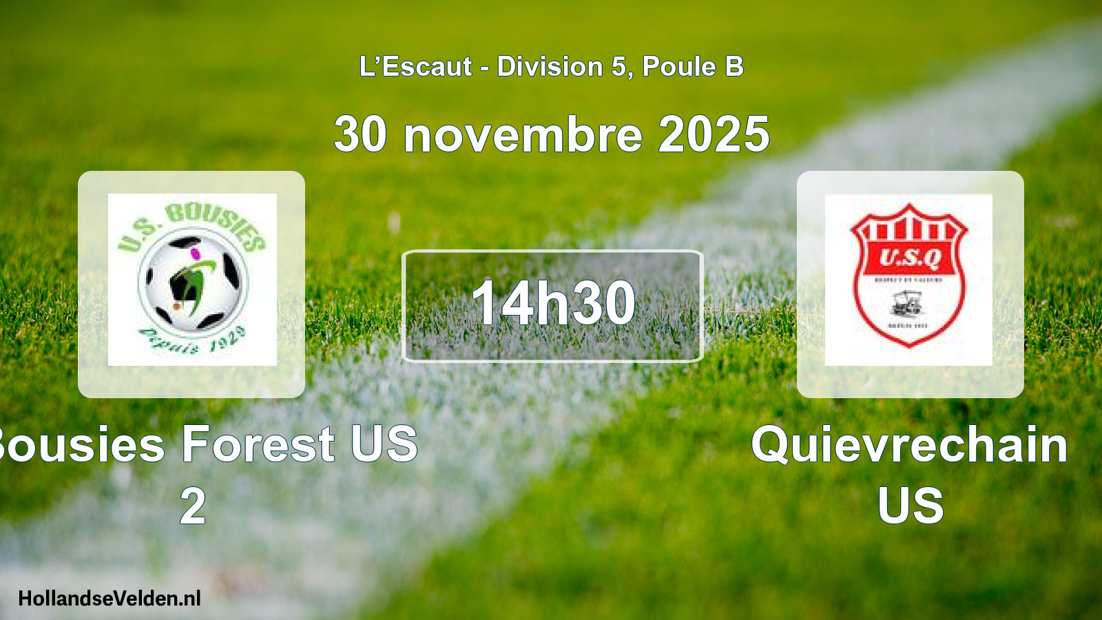 Match programmé: Bousies Forest US 2 - Quievrechain US (30 novembre 2025)