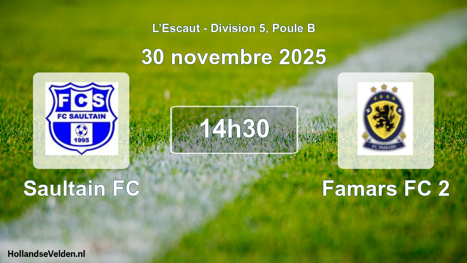 Match programmé: Saultain FC - Famars FC 2 (30 novembre 2025)