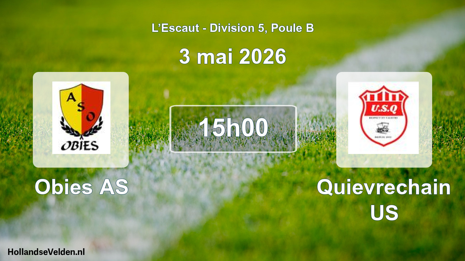 Match programmé: Obies AS - Quievrechain US (3 mai 2026)