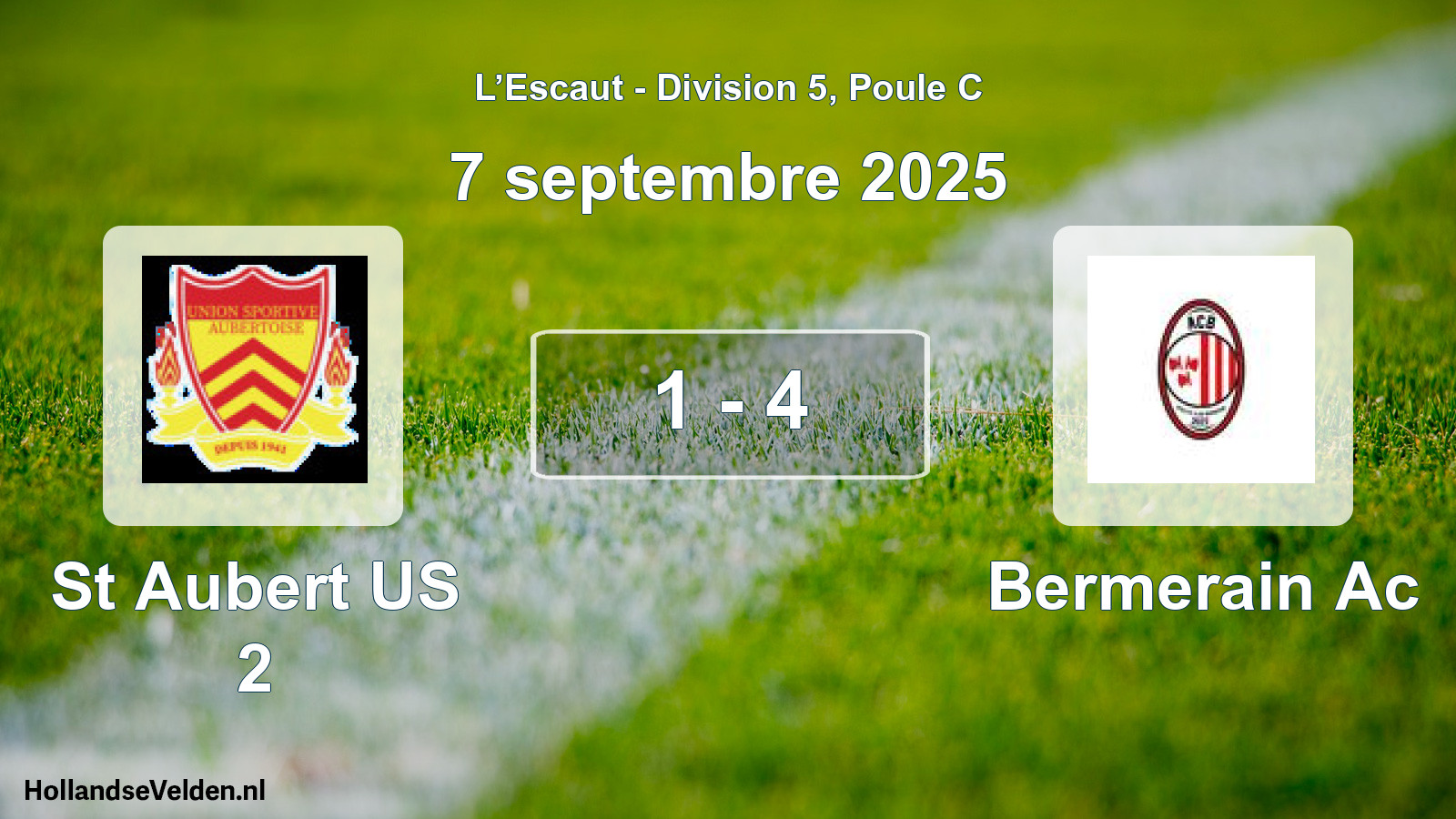 Match joué: St Aubert US 2 - Bermerain Ac 1 - 4 (7 septembre 2025)